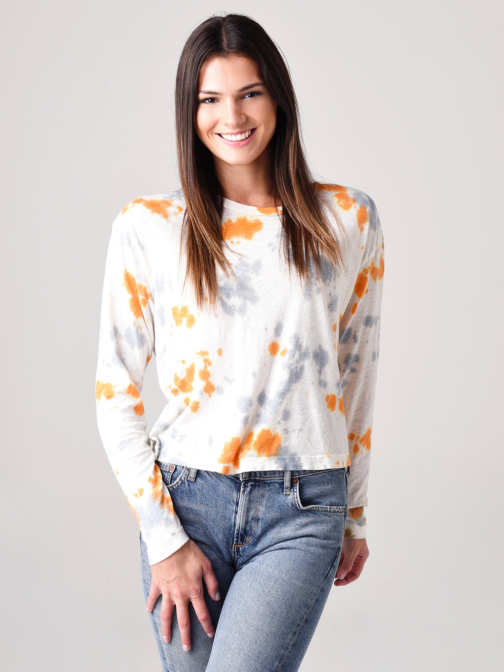Stateside Women's Slub Tie-Dye Long Sleeve Boxy Crew Tee - Saint Bernard