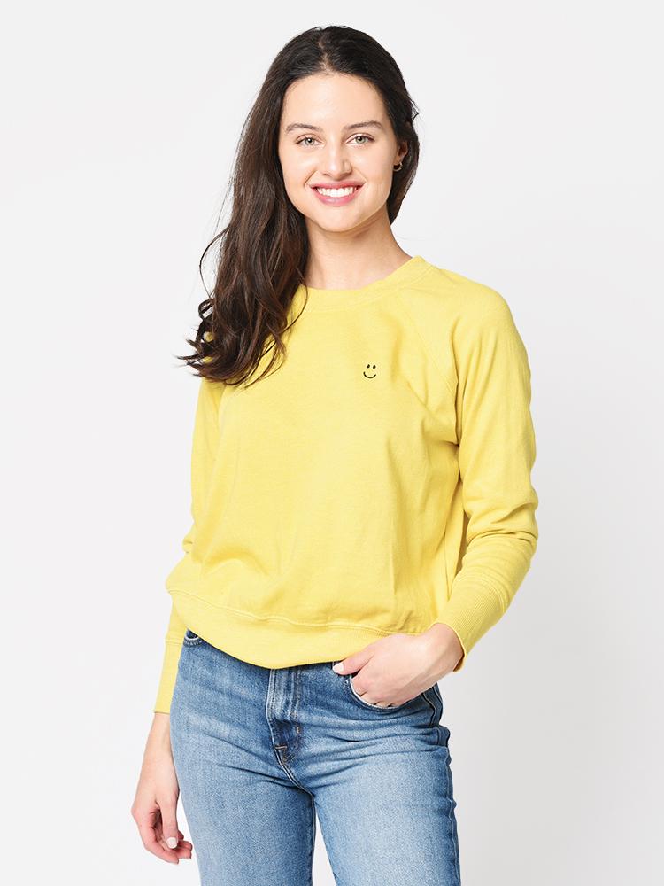 Sundry Women’s Happy Face Fitted Raglan Sweatshirt - Saint Bernard