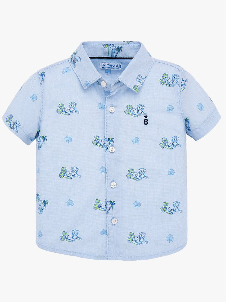 Mayoral Little Boys' Animal Print Button Down Shirt - Saint Bernard