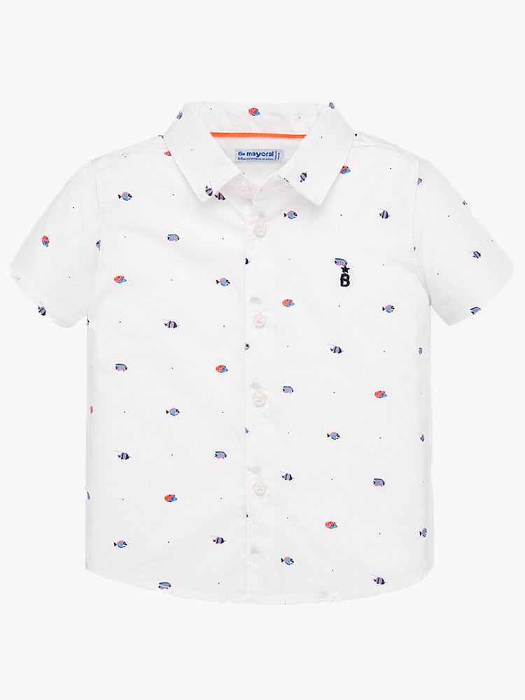 Mayoral Little Boys' Animal Print Button Down Shirt - Saint Bernard