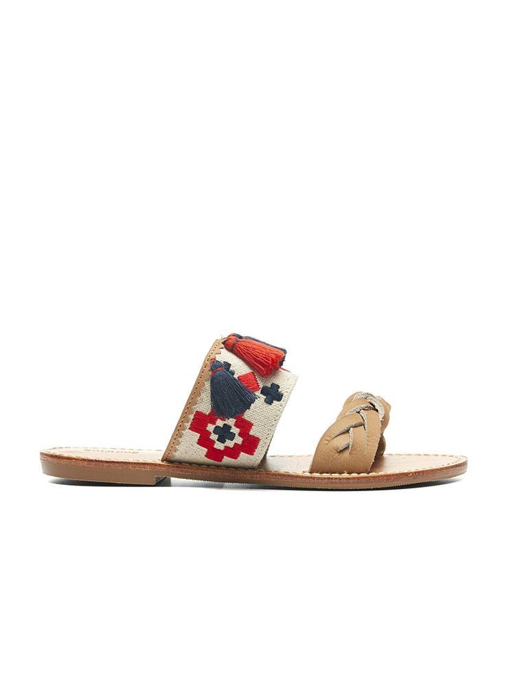 Soludos Embroidered Slide Flat Sandal - Saint Bernard