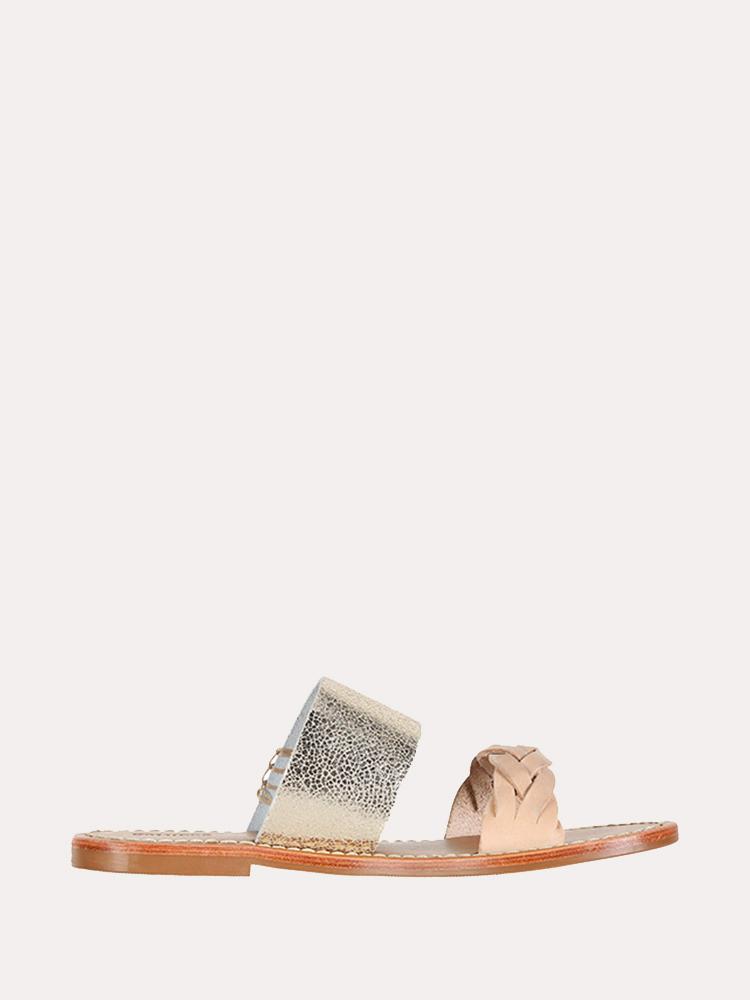 Soludos Metallic Braided Slide Sandals