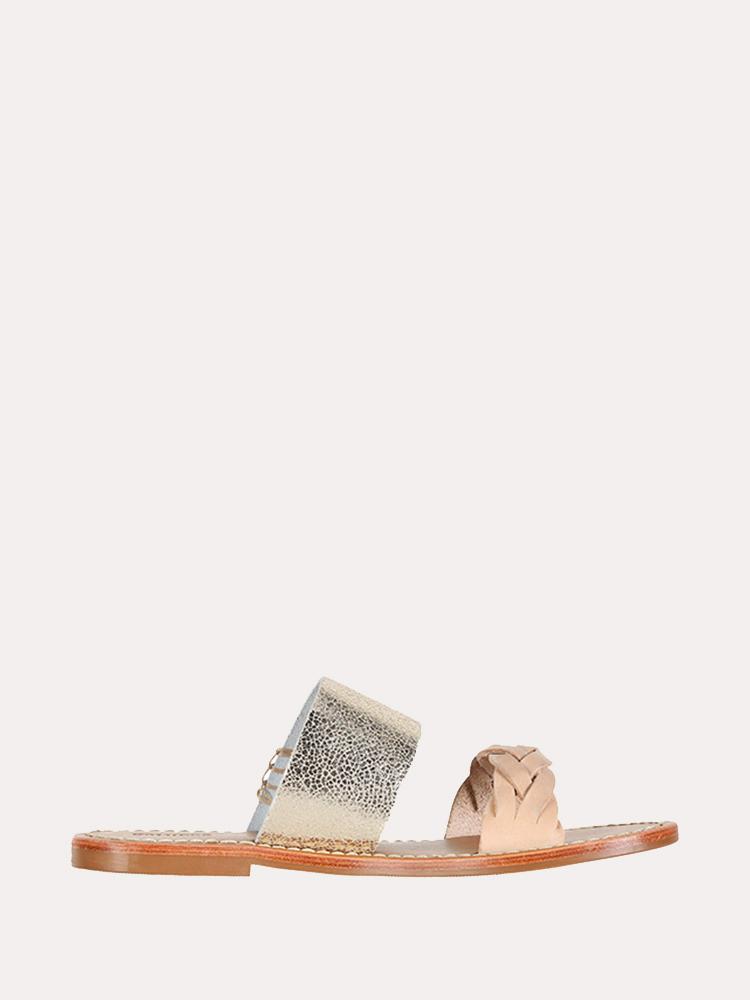 Soludos Metallic Braided Slide Sandals - Saint Bernard