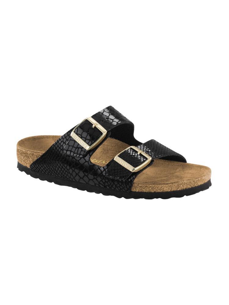 Bikenstock Women's Arizona Shiny Snake Black Sandal - Saint Bernard
