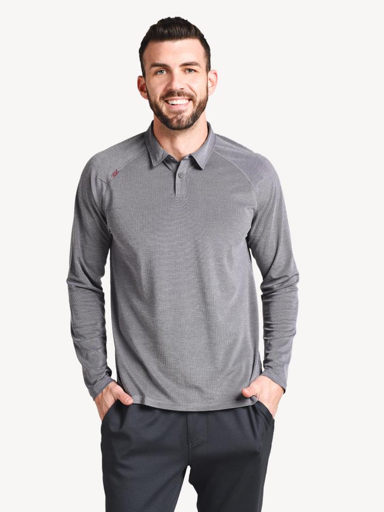 Rhone Men's Long Sleeve Delta Pique Polo Saint Bernard