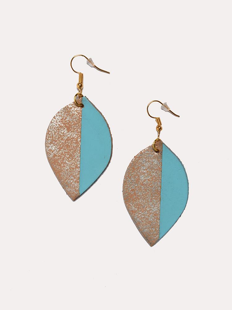 The Crowns Women's Painted Small Leaf Drop Earrings