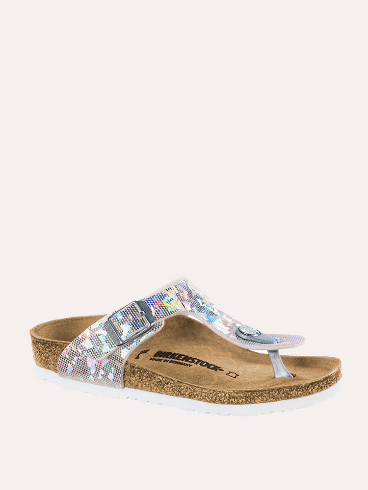 Birkensock Girl's Gizeh Hologram Silver Sandal - Saint Bernard
