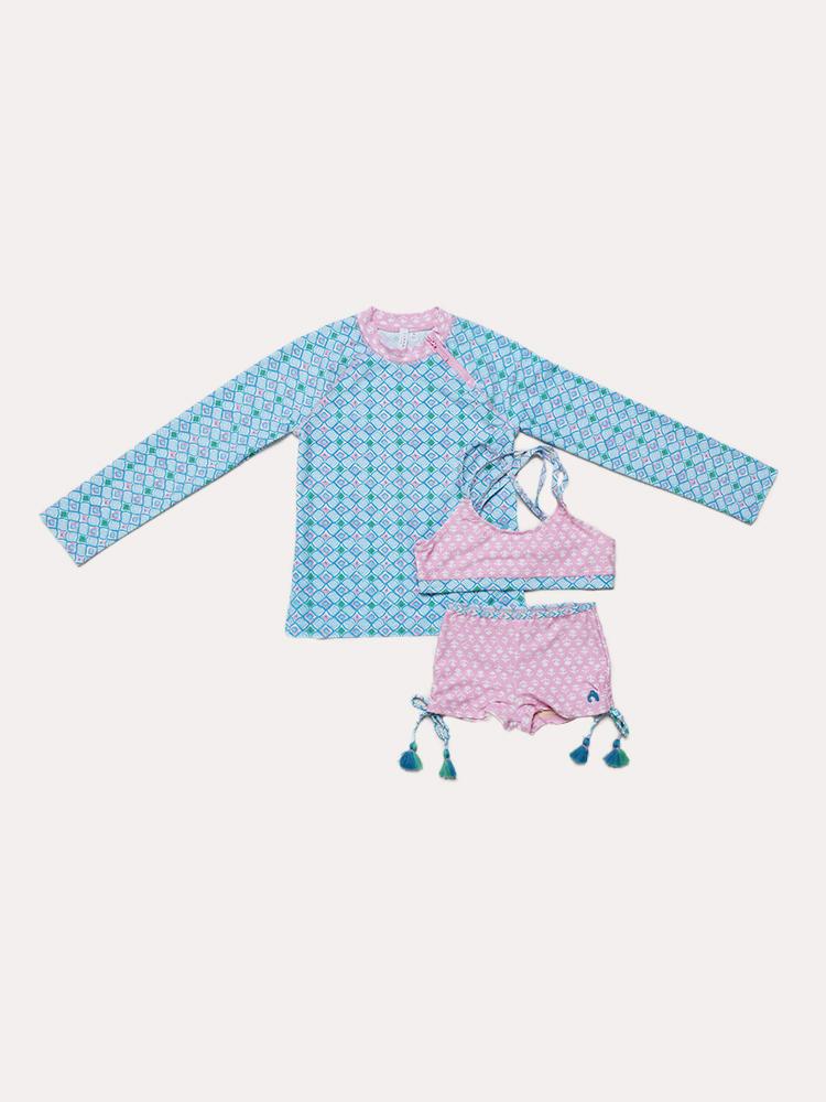 Cabana Life Girls' Rashgaurd Swim Set - Saint Bernard