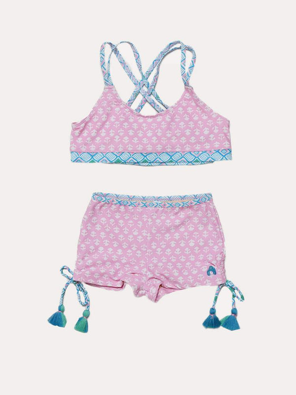Cabana Life Girls' Rashgaurd Swim Set Saint Bernard