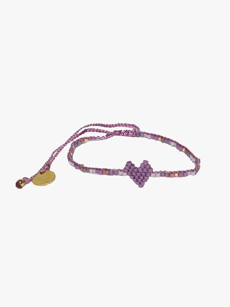 Mishky Heartsy Row Bracelet Purple & White