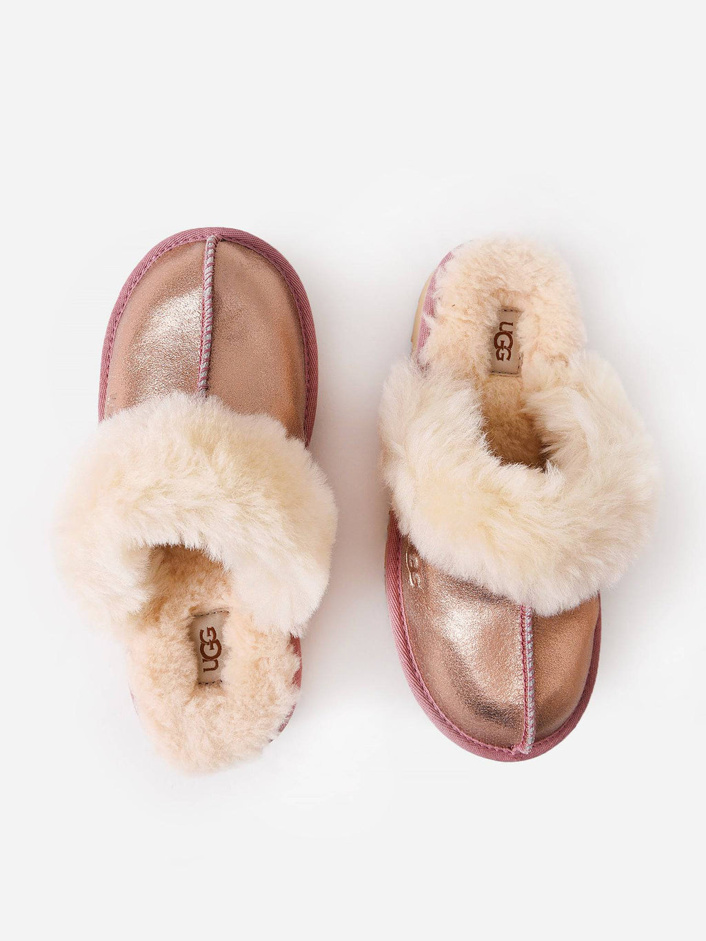 UGG Girls' Cozy II Metallic Glitter Slipper - Saint Bernard