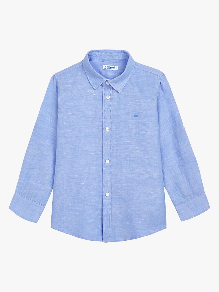 Mayoral Boys' Linen Long Sleeve Button Down Shirt - Saint Bernard