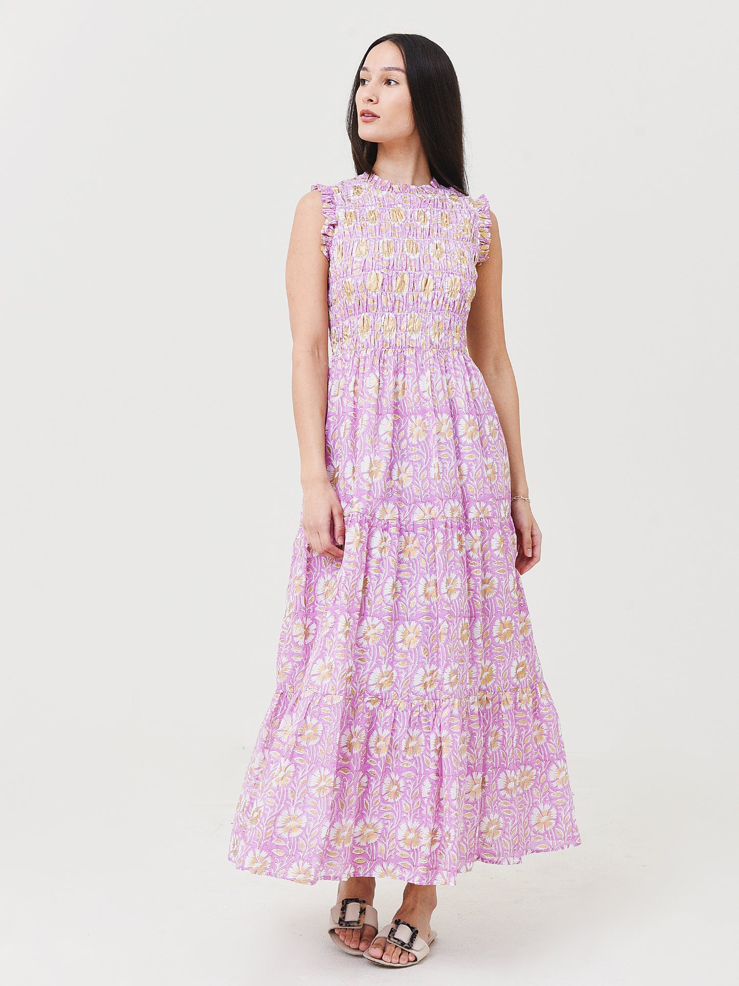 Oliphant Women's Sleeveless Smocked Maxi Dress - Saint Bernard