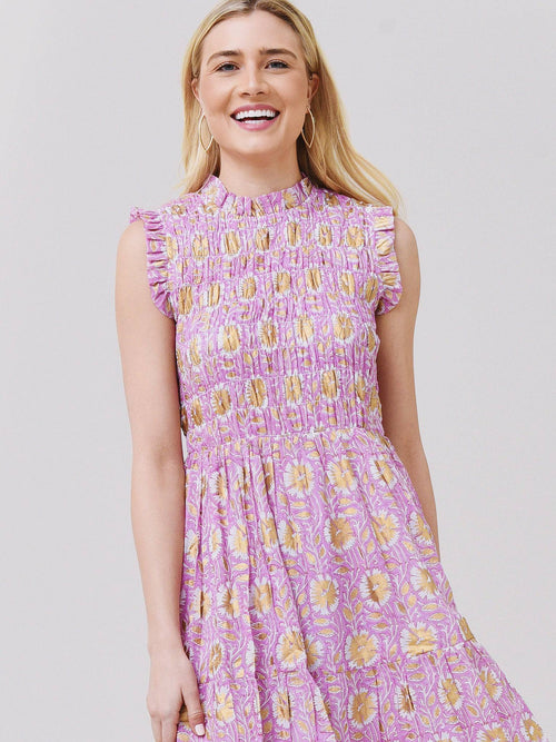 Oliphant Women's Sleeveless Smocked Maxi Dress