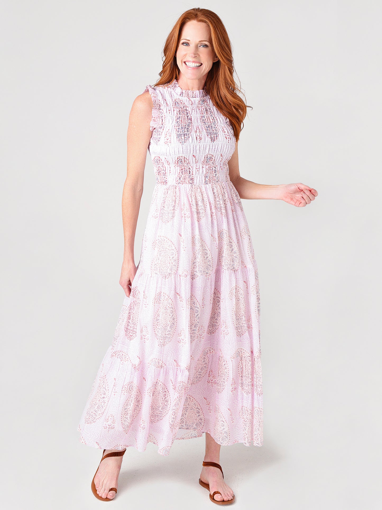 Oliphant Women's Sleeveless Smocked Maxi Dress