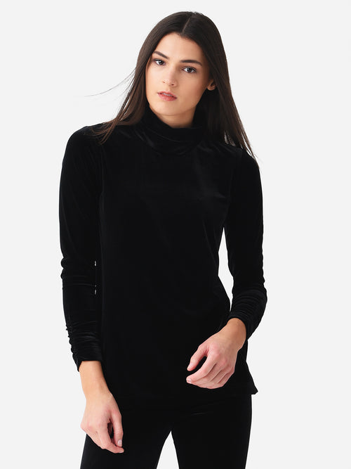 Sno Skins Women's Plush Velvet Turtleneck Base Layer Top