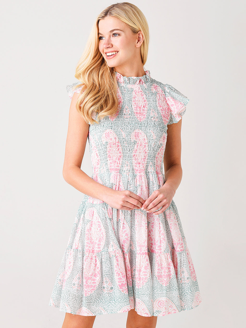 Oliphant Women's Smocked Flirty Short Dress - Saint Bernard