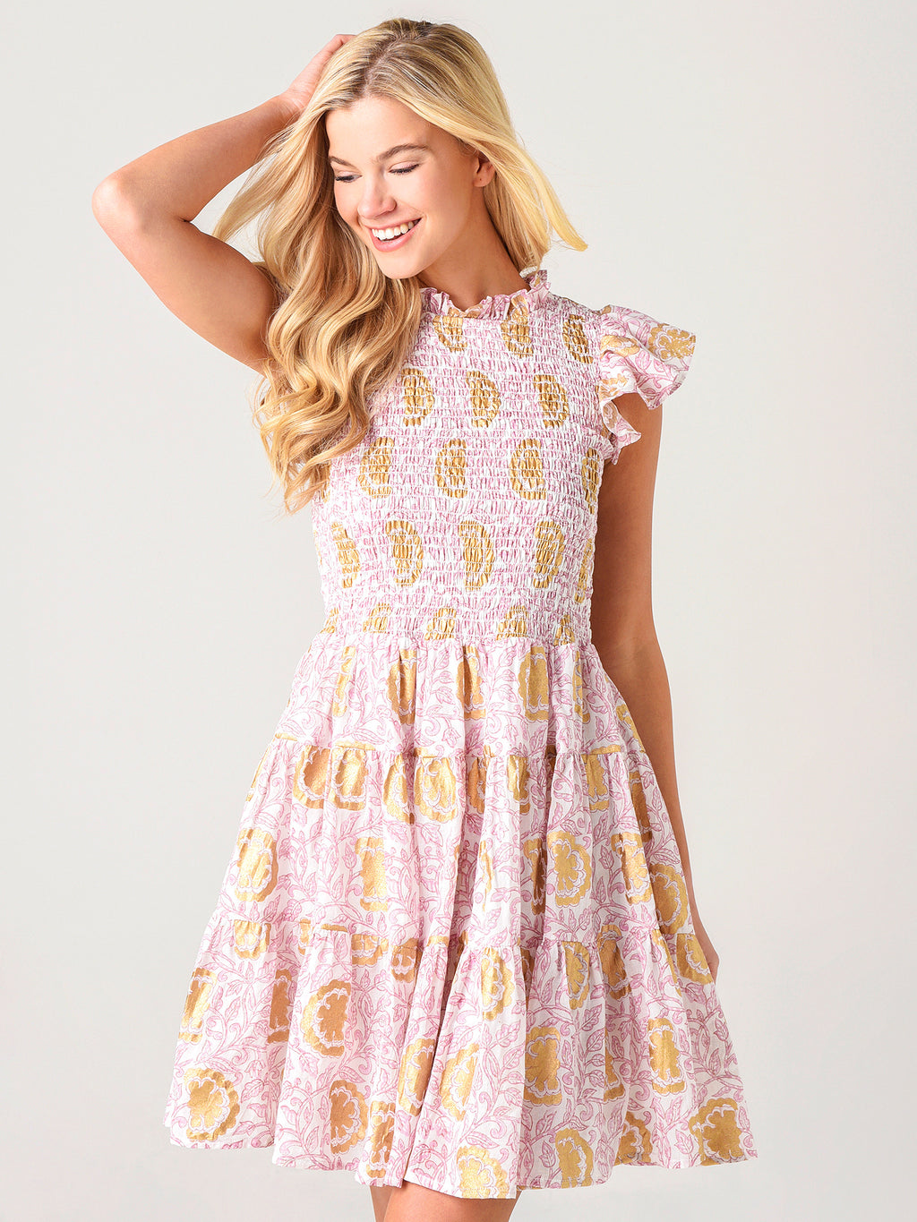 Oliphant Women's Smocked Flirty Short Dress - Saint Bernard