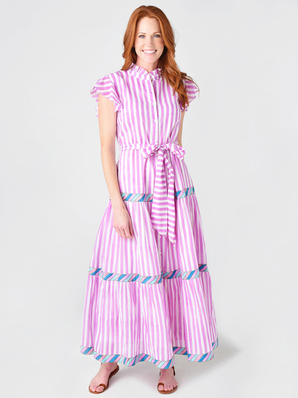 Oliphant Women's Ruffle Collar Button Maxi Dress - Saint Bernard