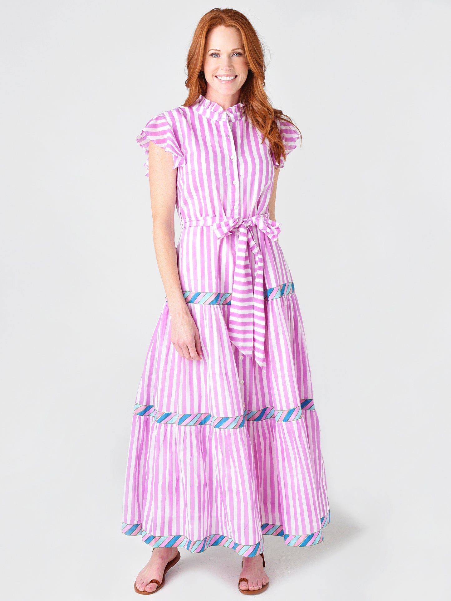 Oliphant Women's Ruffle Collar Button Maxi Dress - Saint Bernard