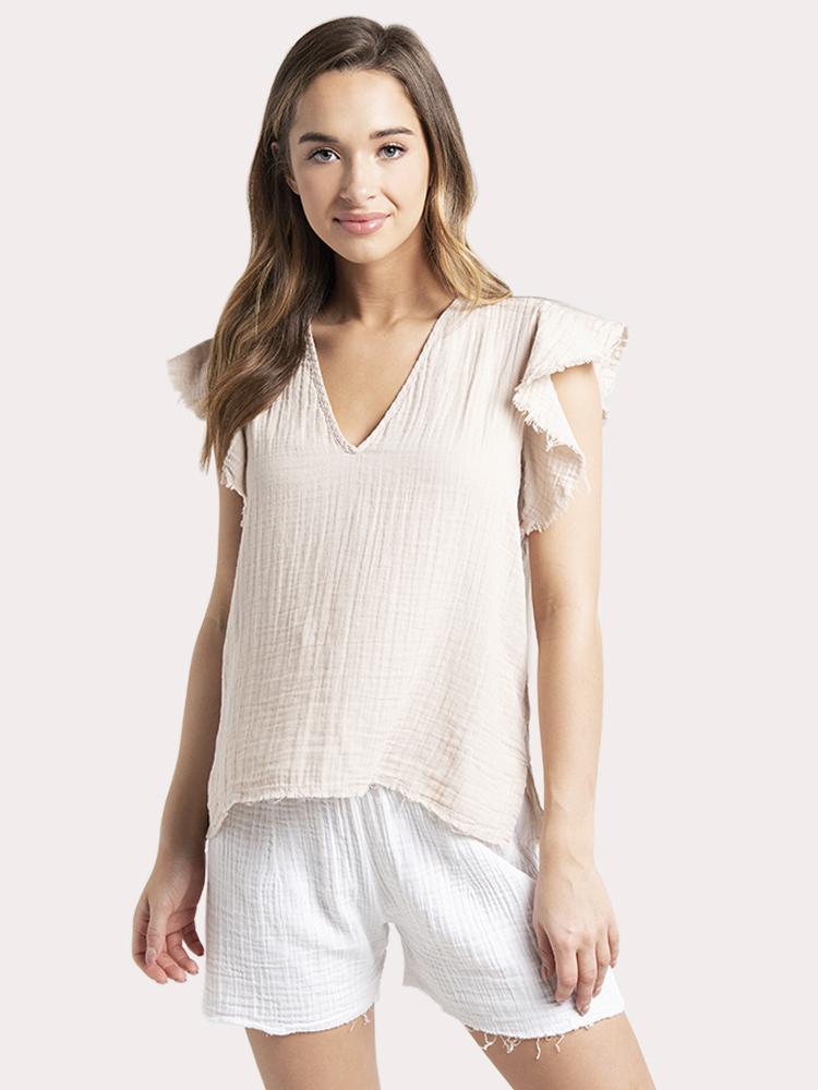 Stark X Women's Ruffle Sleeve Top - Saint Bernard