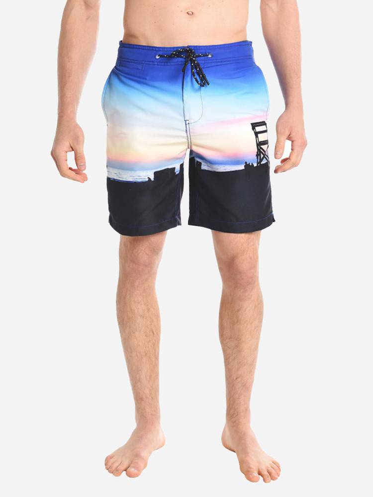 Surfside Supply Men's Photo Real Swim Trunk Sunset - Saint Bernard