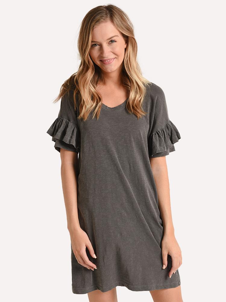 Sundry Short Sleeve Ruffle Dress - Saint Bernard