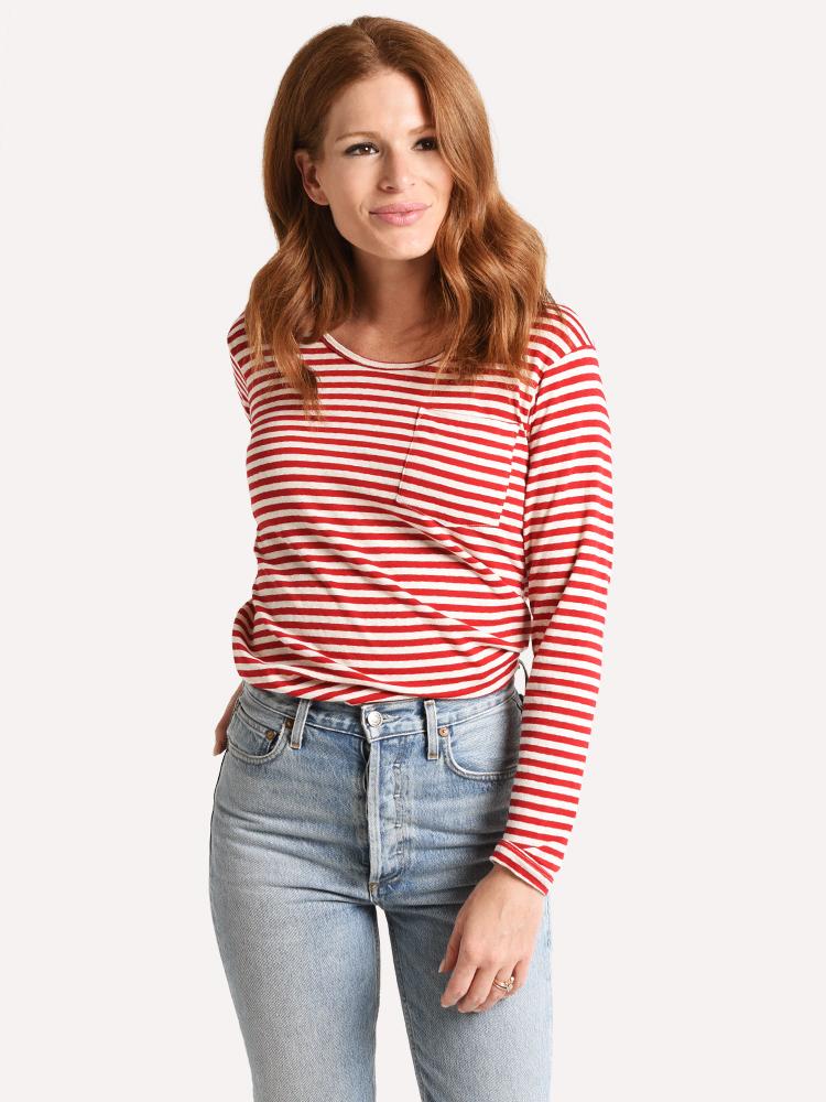 Stark X Stripe Print Long Sleeve Pocket Tee - Saint Bernard