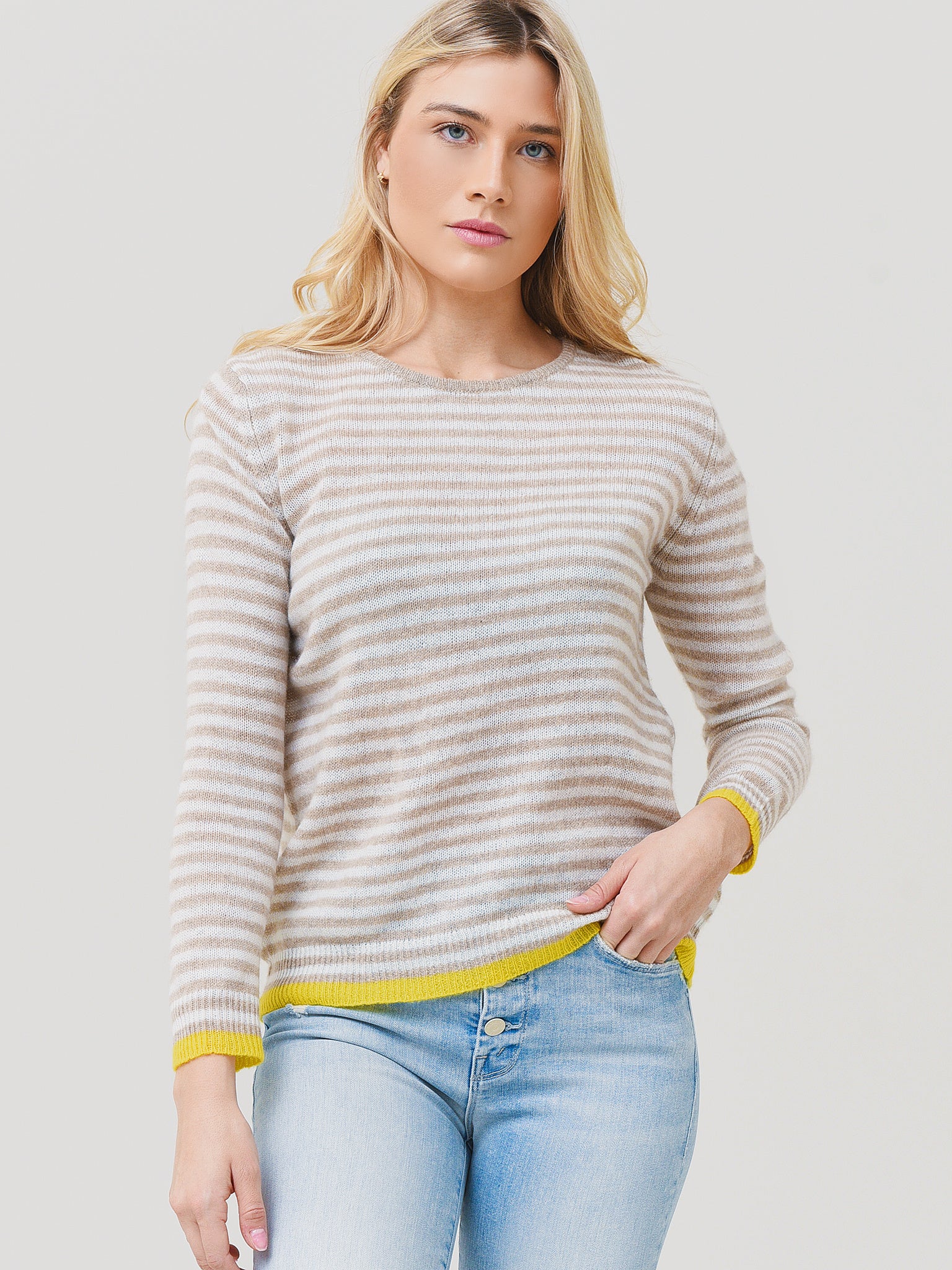 Jumper 1234 Women's Little Stripe Crew Sweater - Saint Bernard