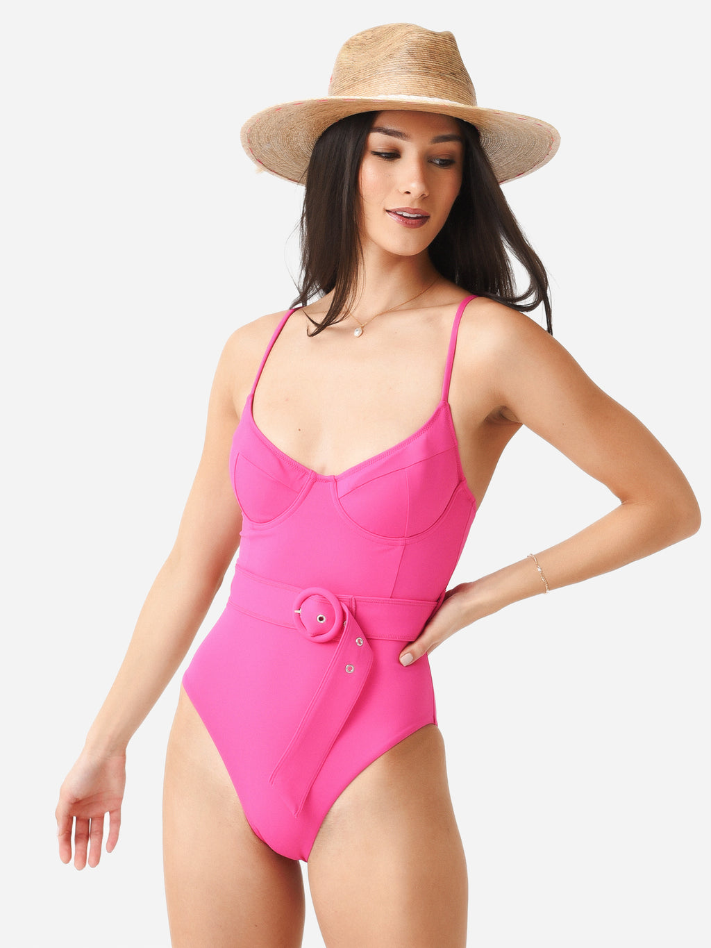 Simkhai Women's Noa Solid Belted Bustier One-Piece Swimsuit - Saint Bernard