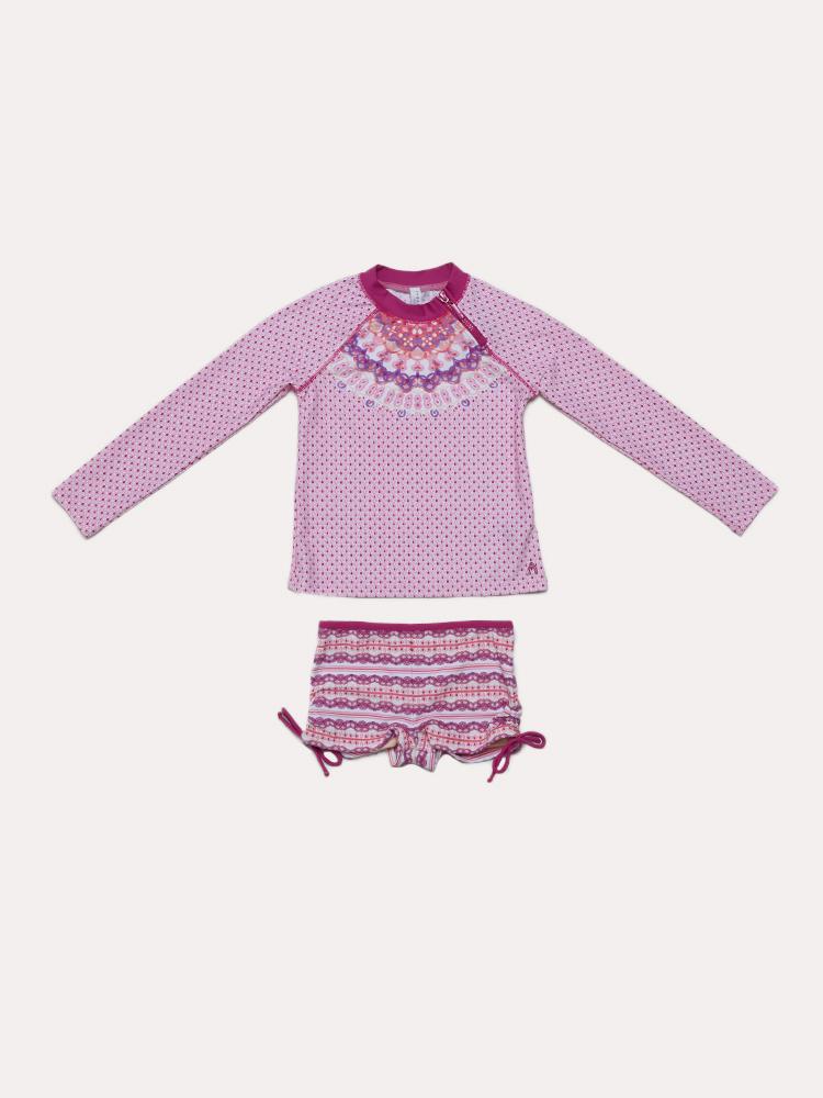 Cabana Life Girls Rashgaurd Swim Set - Saint Bernard