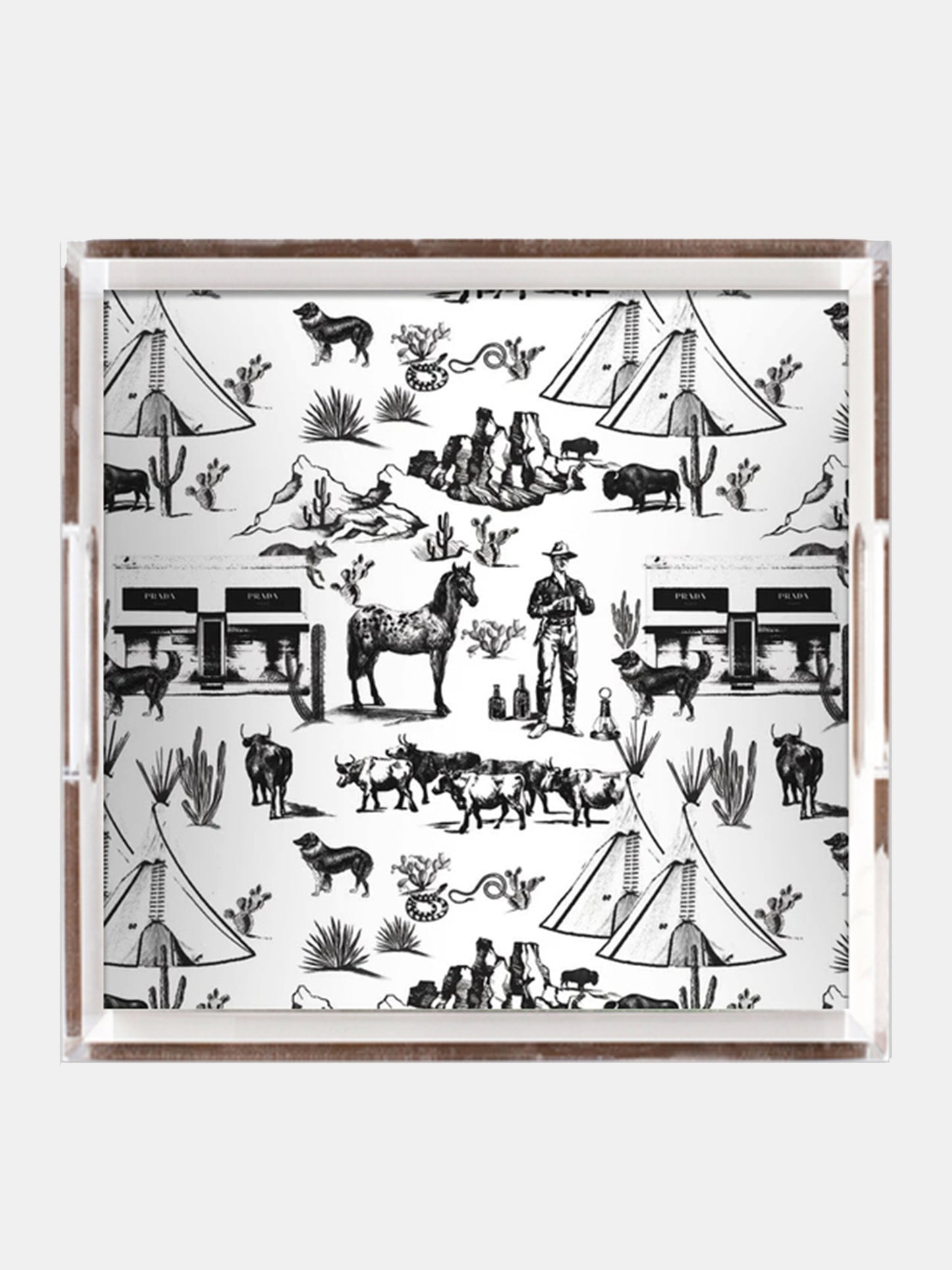 Katie Kime Toile Lucite Tray - Saint Bernard