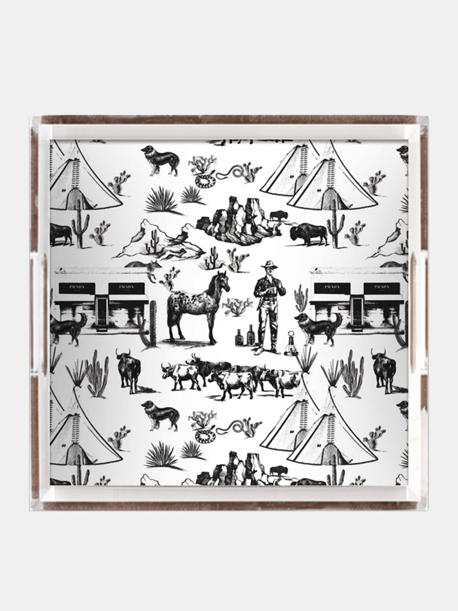 Katie Kime Toile Lucite Tray - Saint Bernard