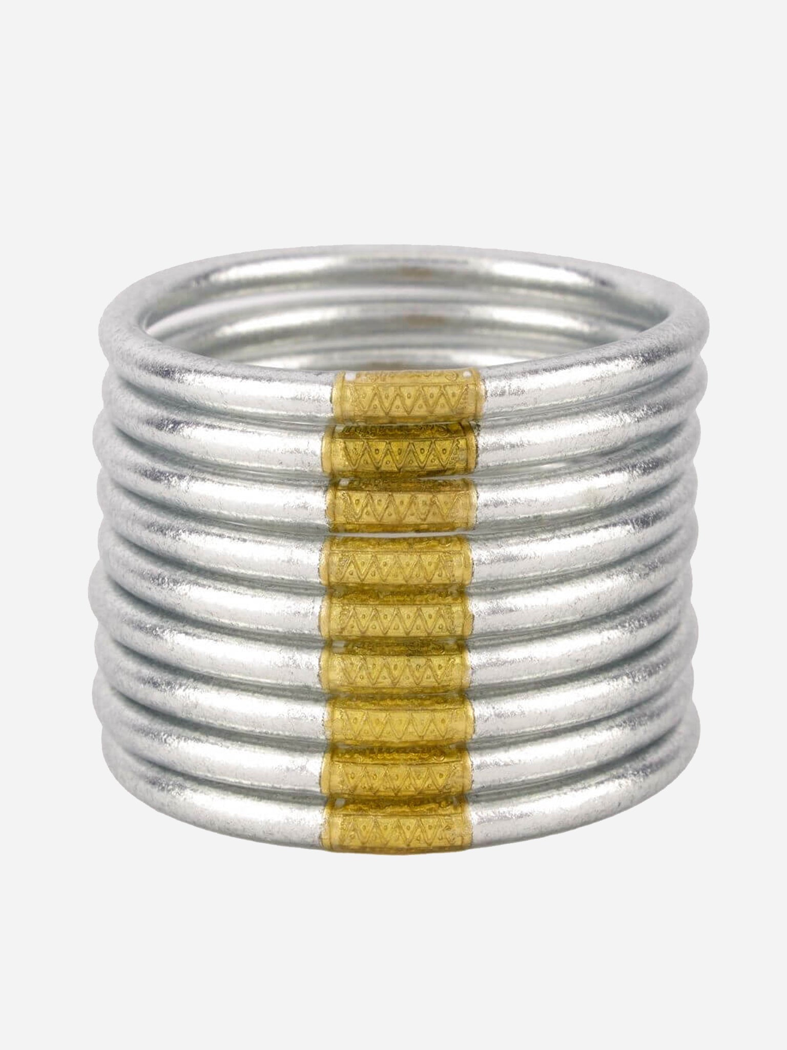 BuDhaGirl All Weather Silver Bangles Serenity Prayer - Saint Bernard