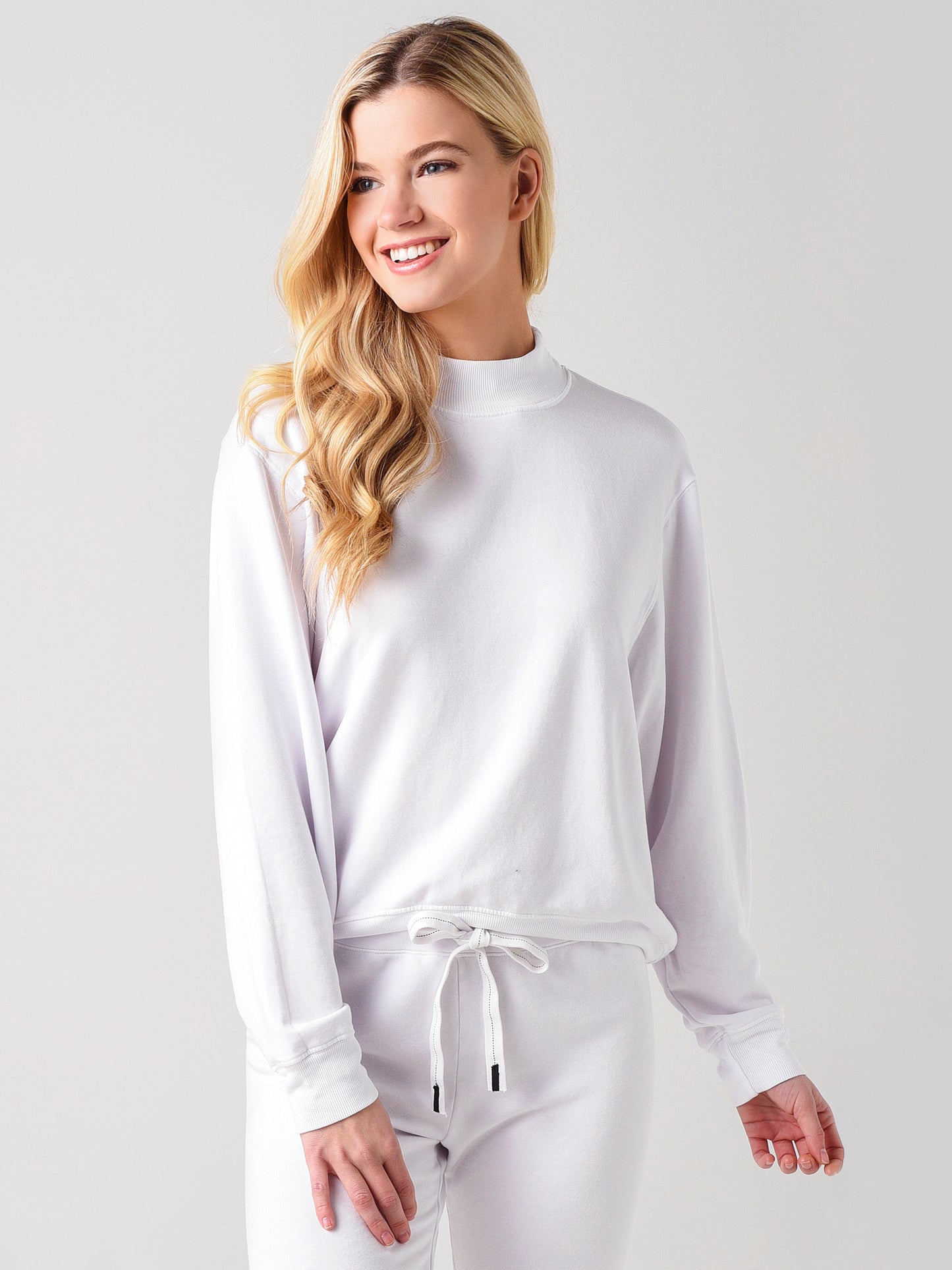 Stateside Women's Viscose Fleece Mock-Neck Sweatshirt