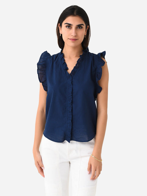 Stark X Women's Poplin Ruffly Top