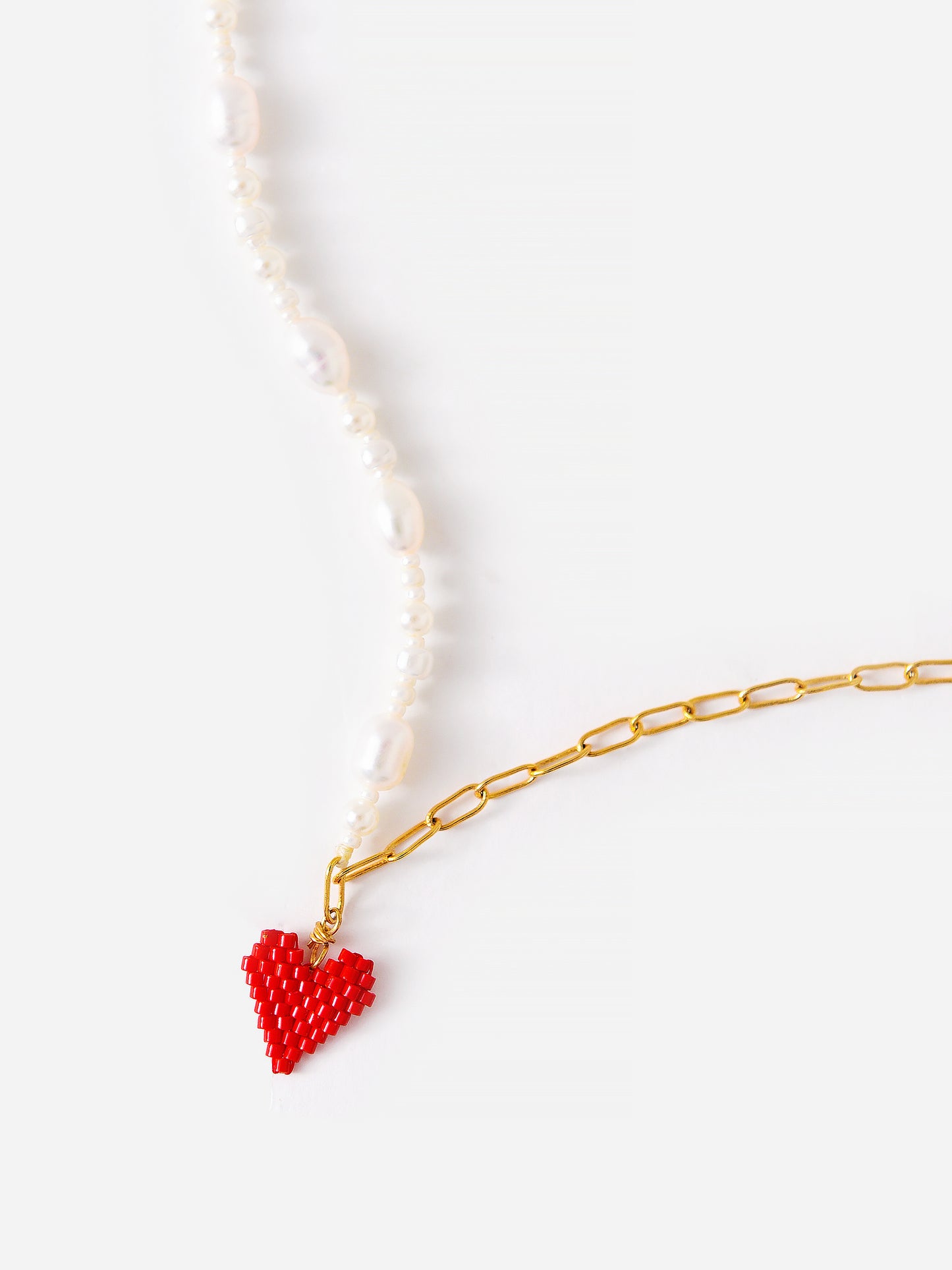Mishky Women's Pearly Heartsy Necklace