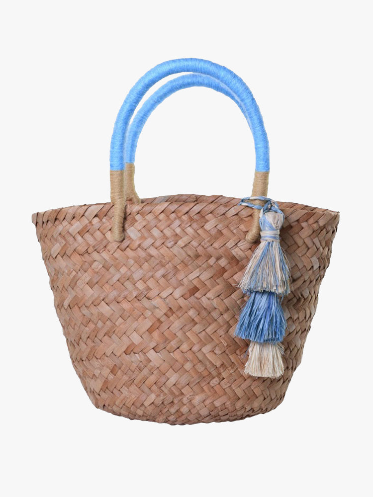 Kayu Mini Behati Tassel Straw Tote - Saint Bernard