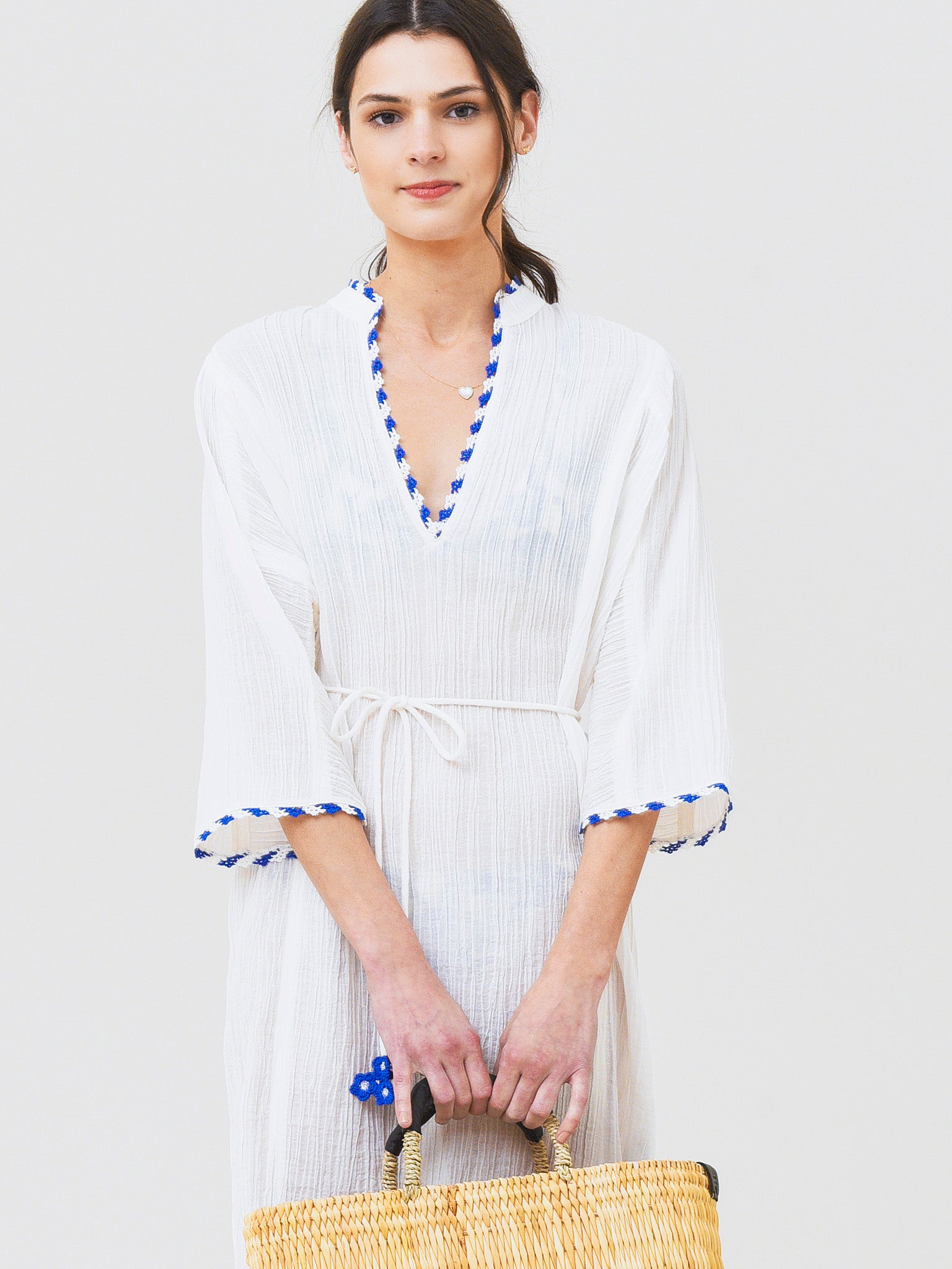 tory burch short beach dress Women's Tunic Cover-Up Color:Diamond Blue Ribbed CHANEL Pre-Owned Sleeveless Mini Adjustable straps