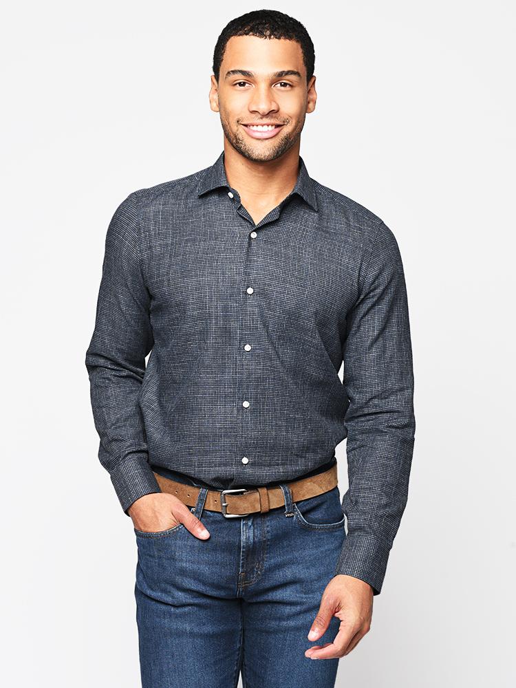 Maria Santangelo Men’s Long Sleeve Woven Button Down Shirt - Saint Bernard