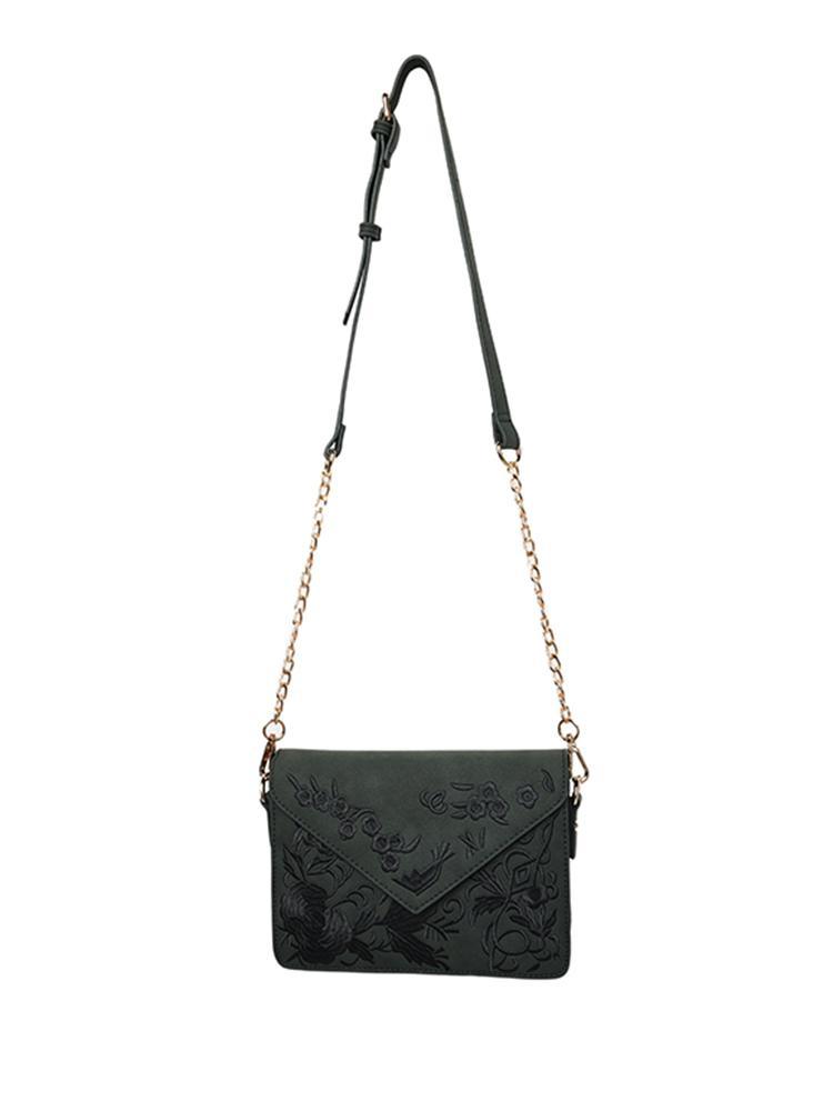 JA Embroidered Faux Suede Crossbody