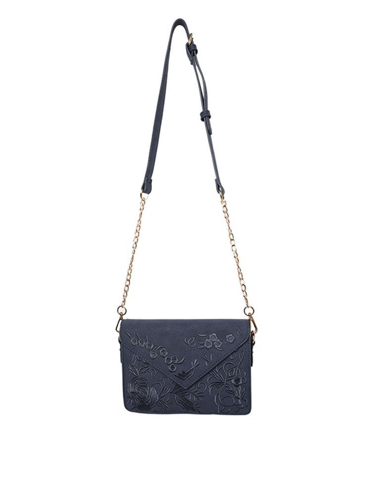 JA Embroidered Faux Suede Crossbody