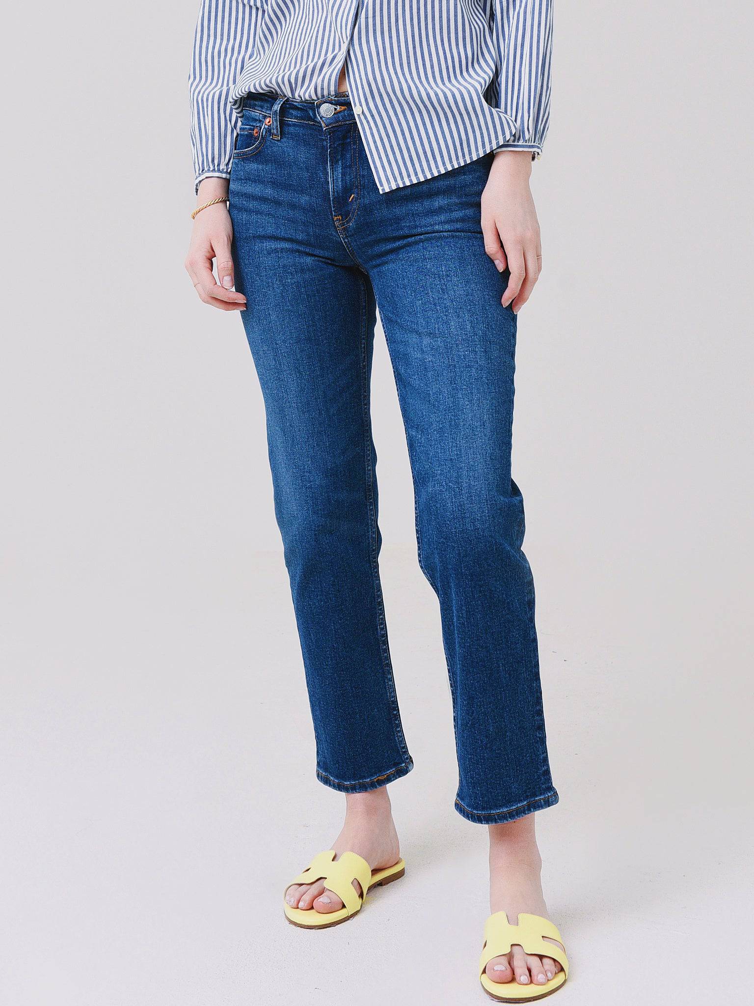 Re/Done Women's 70s Mid Rise Stove Pipe Jean - Saint Bernard