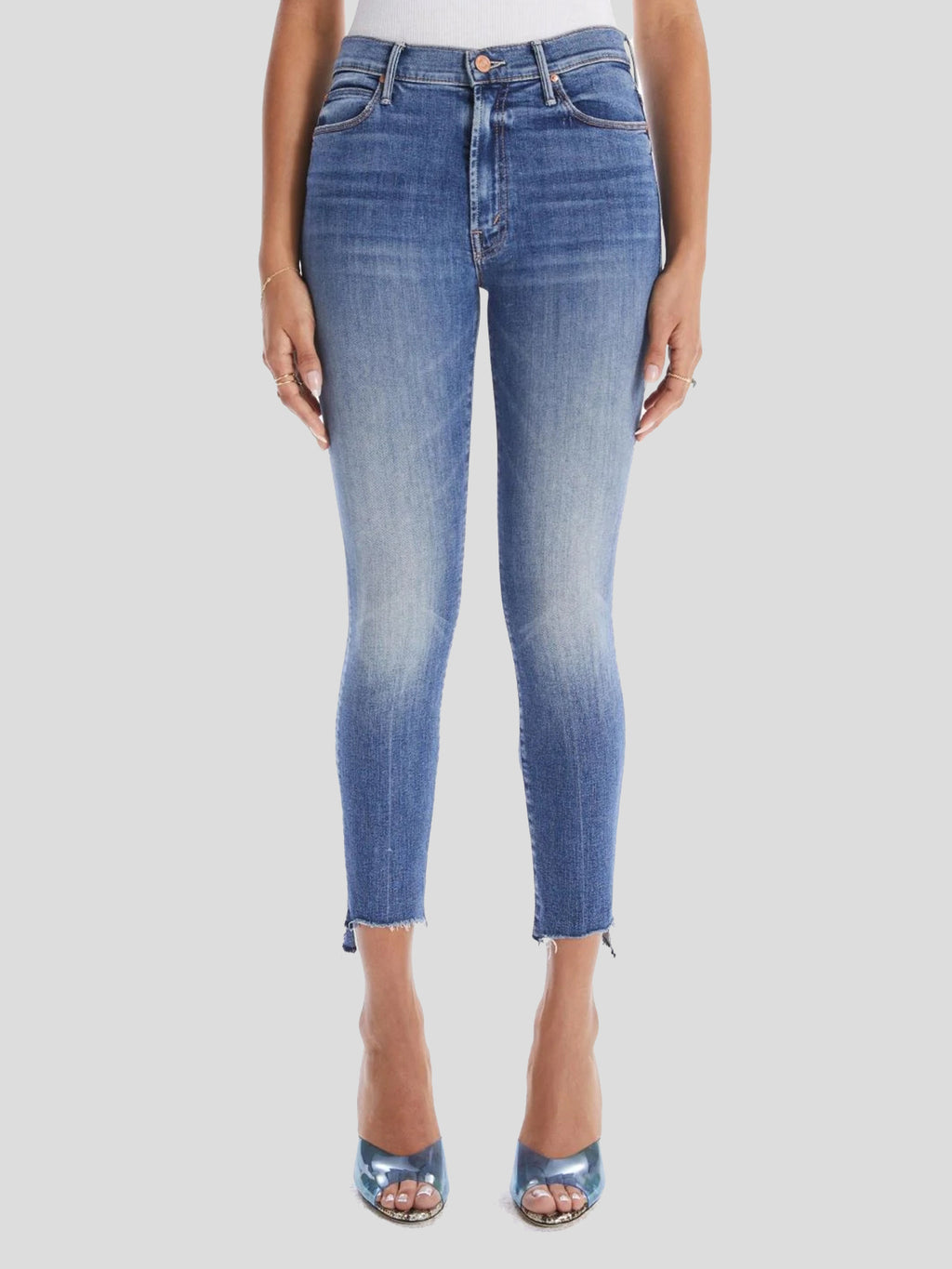 Mother Women's The Stunner Zip Ankle Step Fray Jean - Saint Bernard