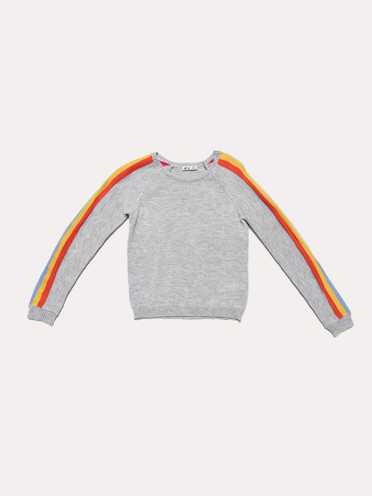Dex Girls' Long Sleeve Scoop Neck Sweater with Stripes - Saint Bernard