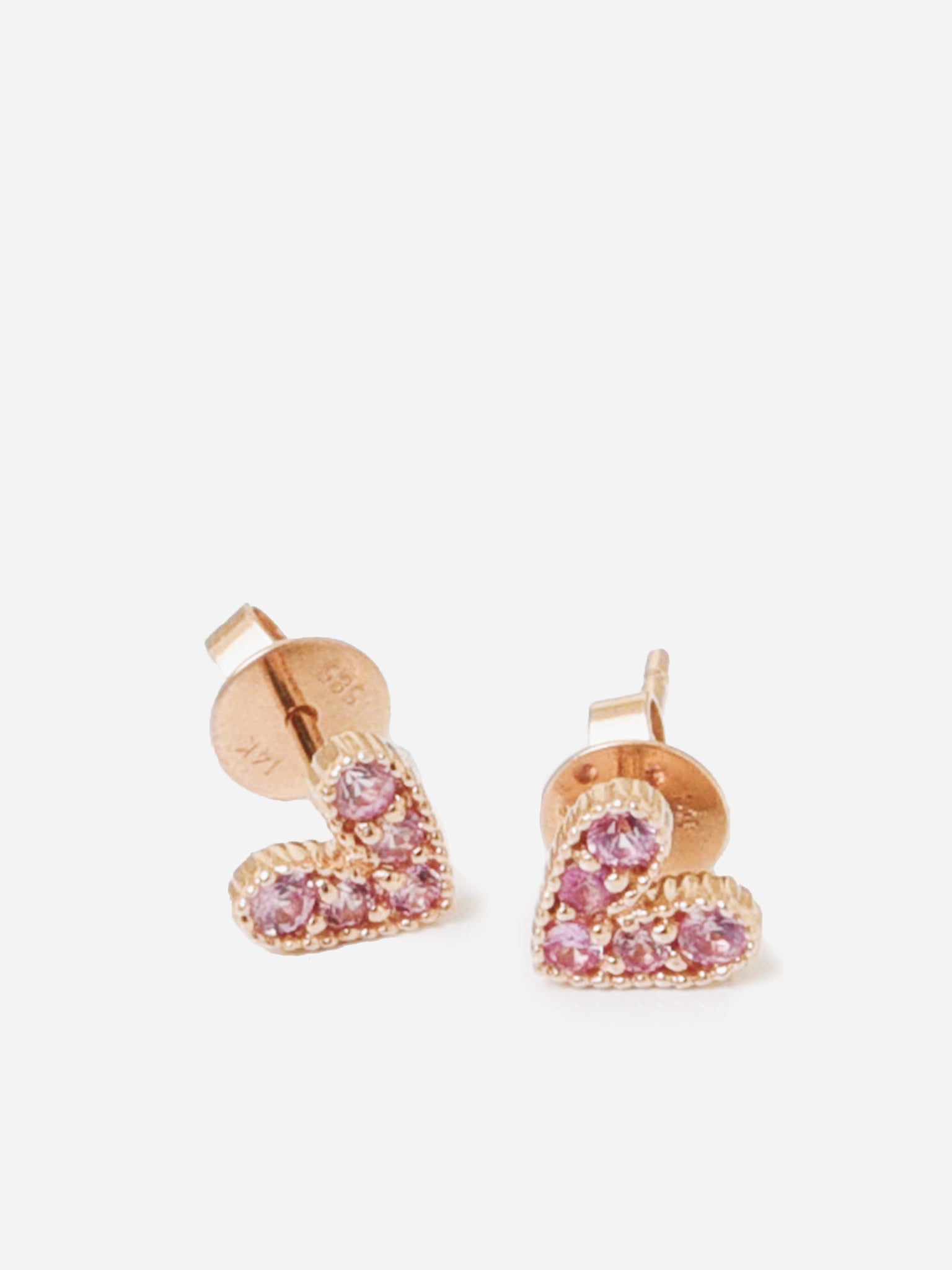 Francie B. Pink Sapphire Heart Stud Earring - Saint Bernard