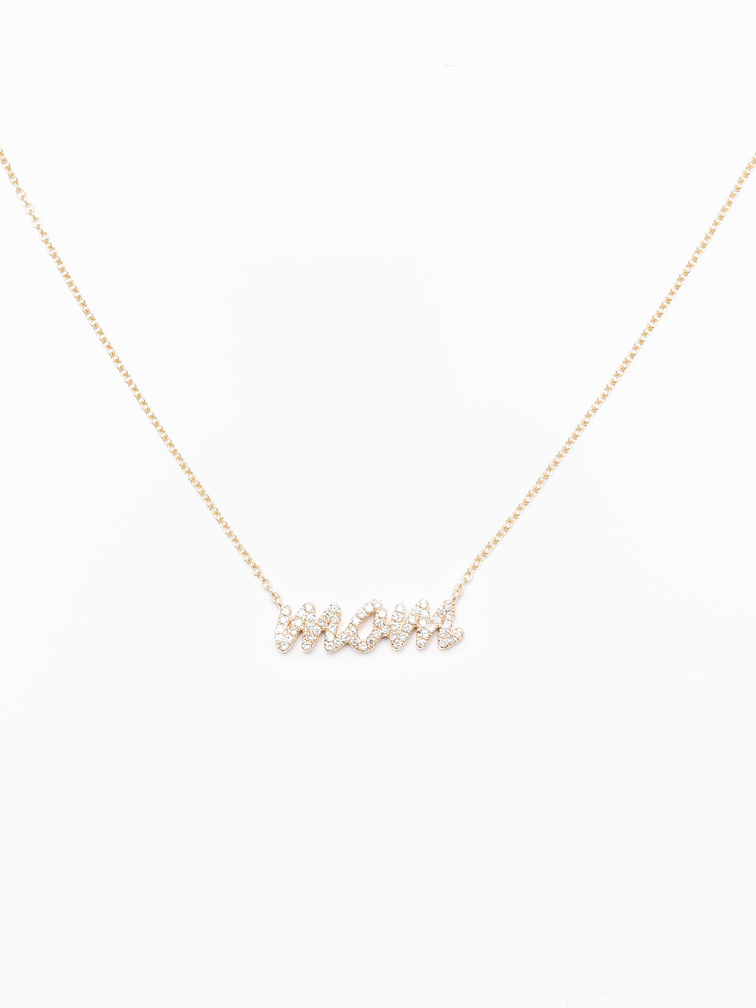 Francie B. Mom Script Diamond Necklace - Saint Bernard