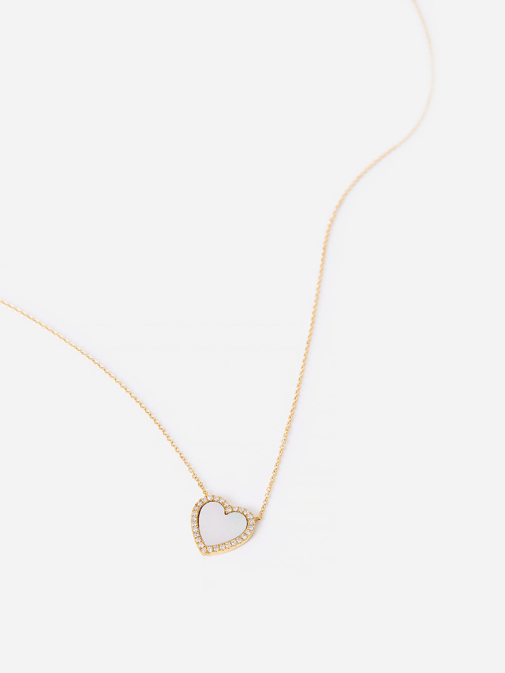 Francie B. Women's Diamond Halo Mother Of Pearl Heart Necklace - Saint Bernard