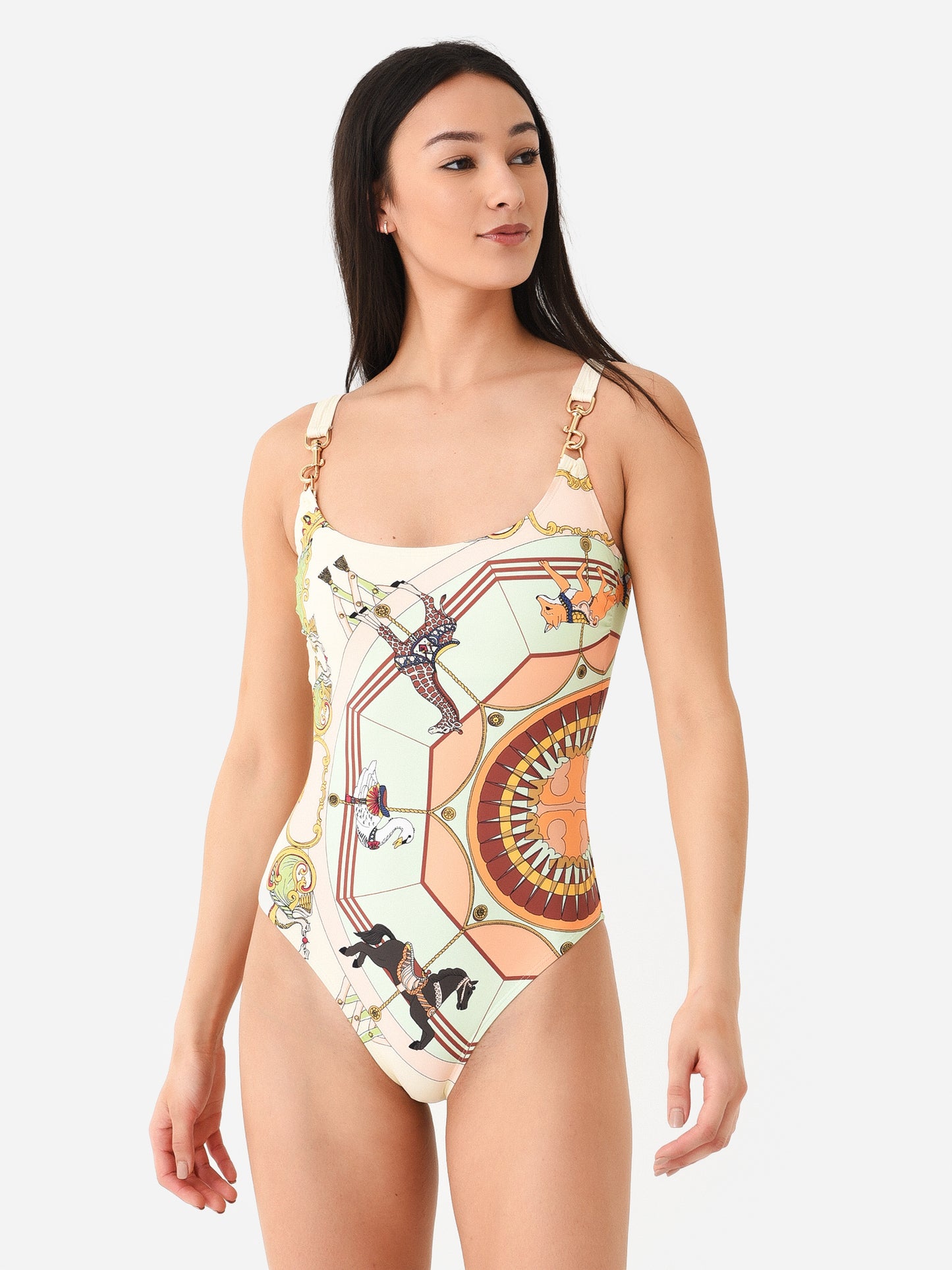 Tory Burch Women's Printed Clip Tank One-Piece Swimsuit - Saint Bernard