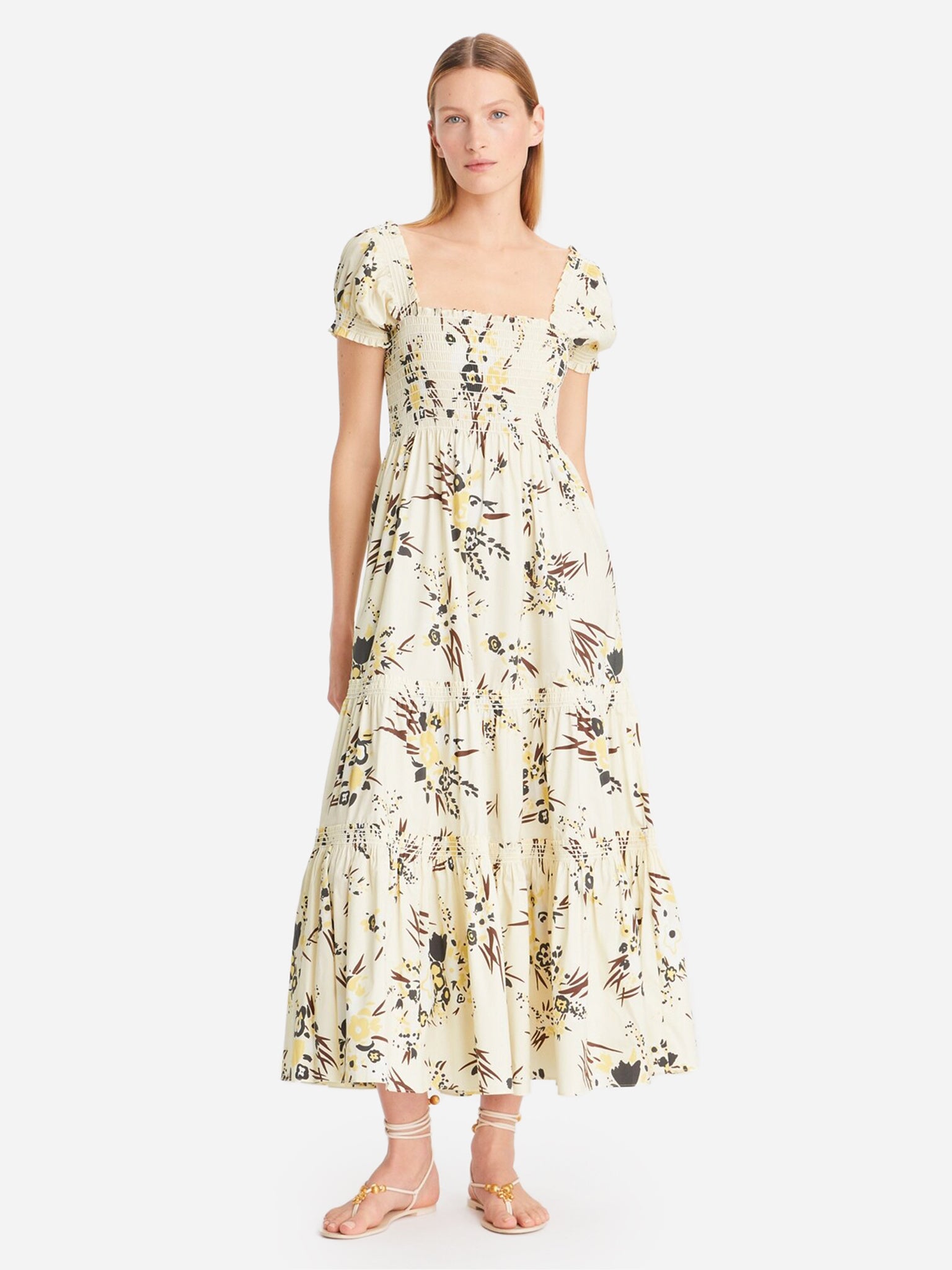 Tory Burch Women's Printed Smocked Dress - Saint Bernard
